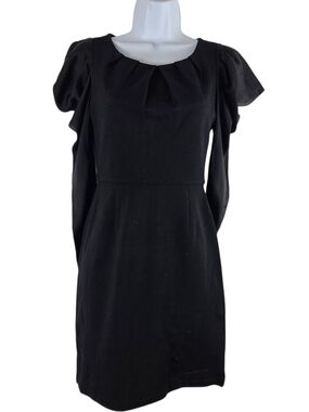 BCBGMaxAzria Black Long-Sleeve Puff Shoulder Sheath Dress
